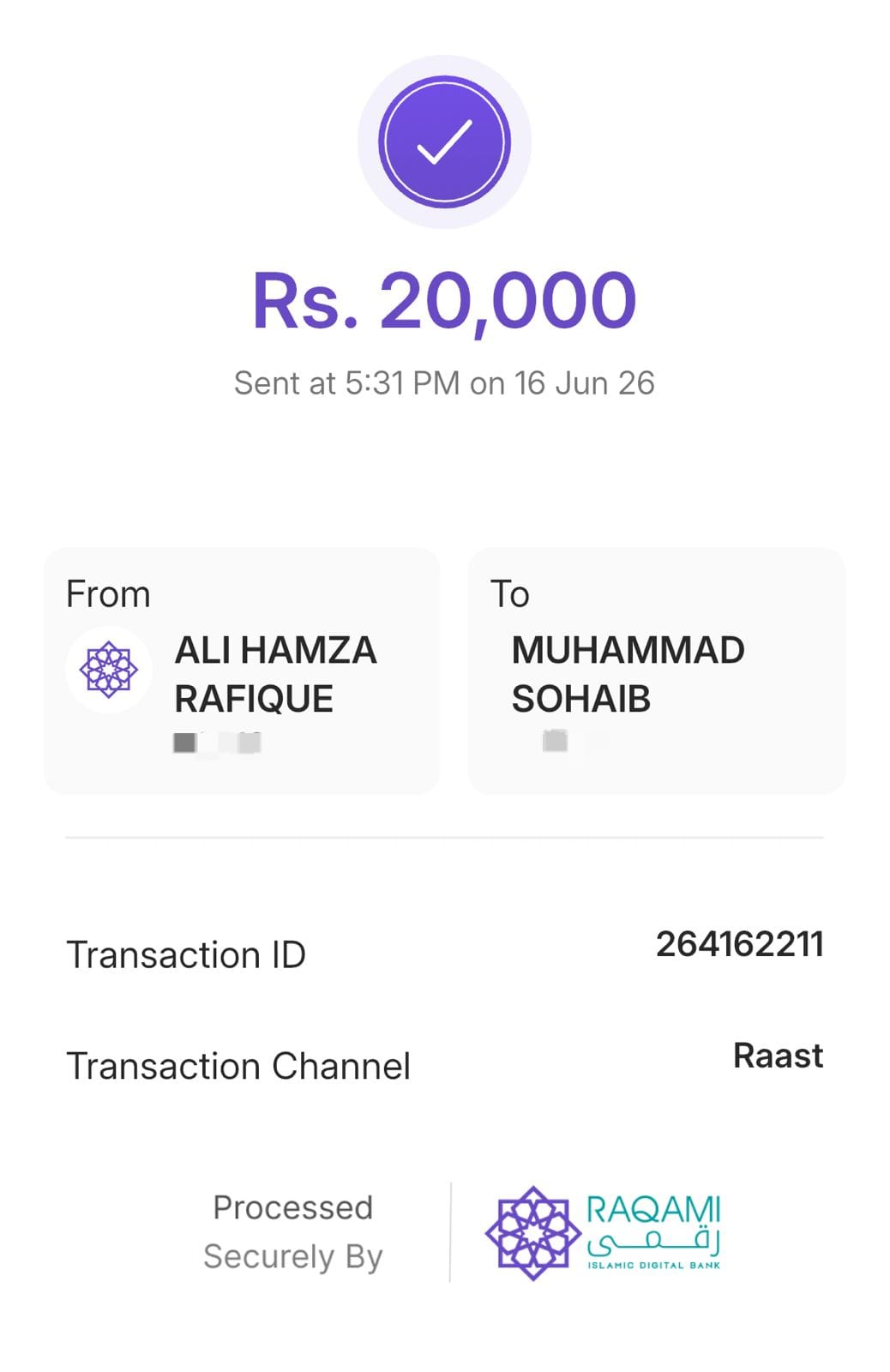 Payment proof