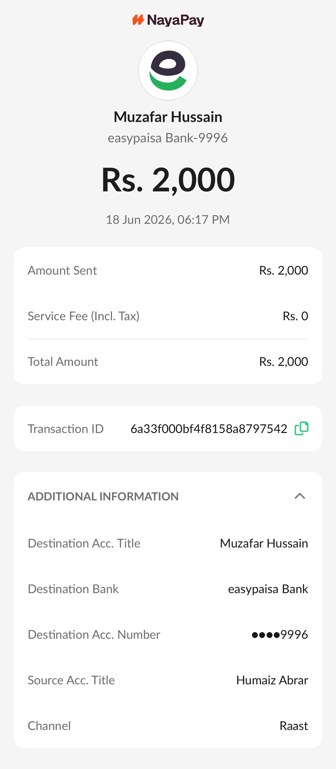 Payment proof