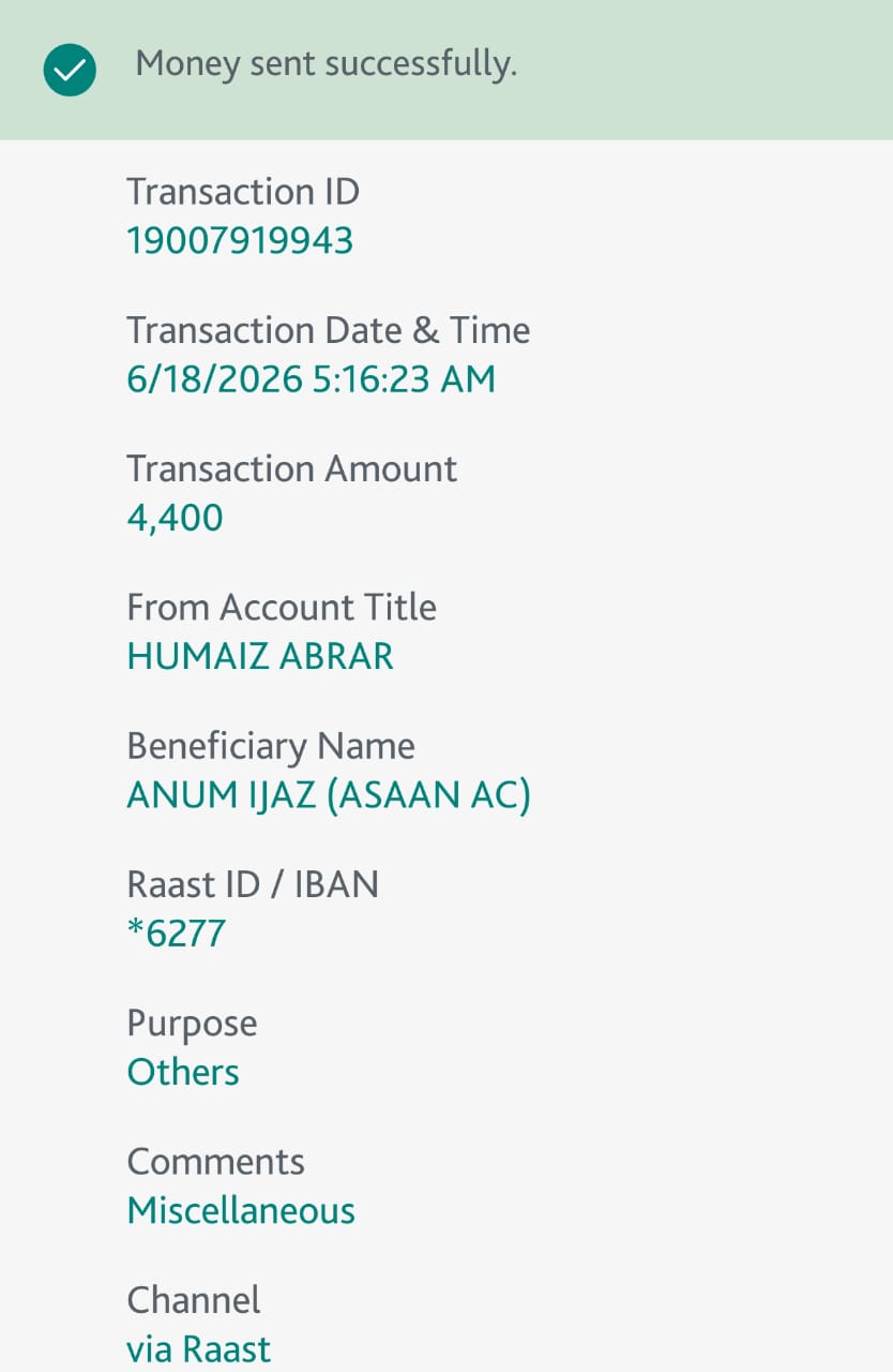 Payment proof