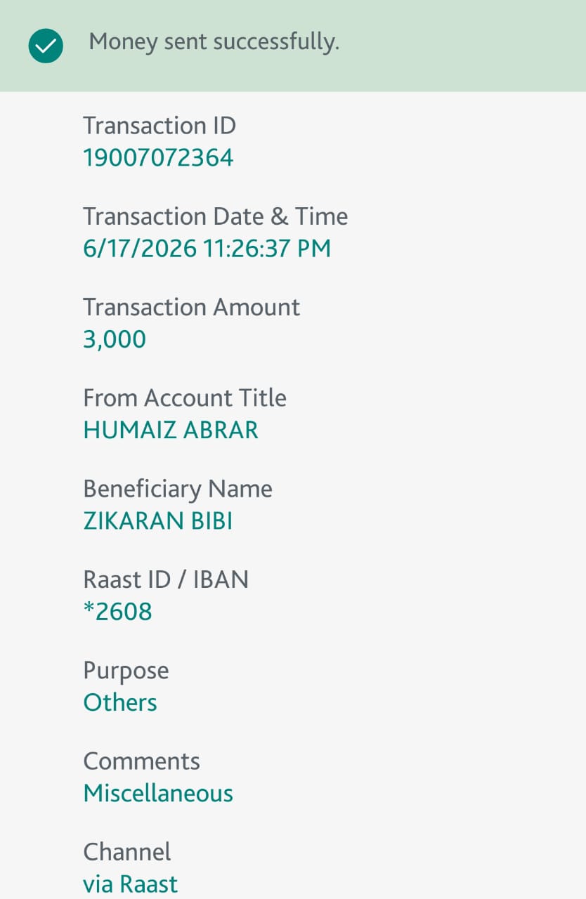 Payment proof